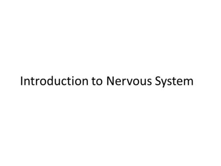 Introduction to Nervous System