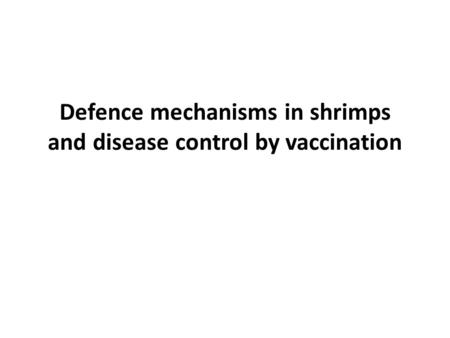 Defence mechanisms in shrimps and disease control by vaccination