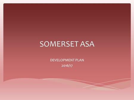 SOMERSET ASA DEVELOPMENT PLAN 2016/17. DEVELOPMENT FUNDING OF JUST OVER £7,000 PROVIDED FINANCIAL SUPPORT FOR:  Performance Networks: ASPSC network support.