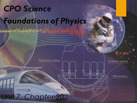 Unit 7, Chapter 20 CPO Science Foundations of Physics.