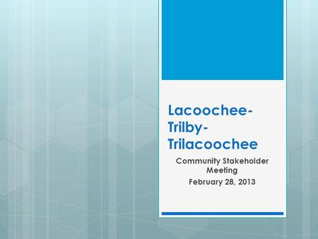 Lacoochee- Trilby- Trilacoochee Community Stakeholder Meeting February 28, 2013.