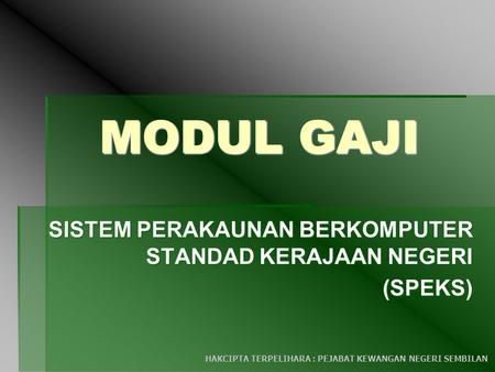 SISTEM PERAKAUNAN BERKOMPUTER STANDAD KERAJAAN NEGERI (SPEKS)