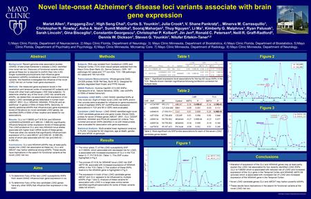  2011 Mayo Foundation for Medical Education and Research Novel late-onset Alzheimer’s disease loci variants associate with brain gene expression Mariet.