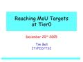 Reaching MoU Targets at Tier0 December 20 th 2005 Tim Bell IT/FIO/TSI.