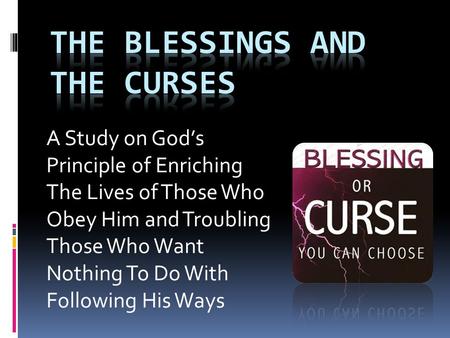 A Study on God’s Principle of Enriching The Lives of Those Who Obey Him and Troubling Those Who Want Nothing To Do With Following His Ways.