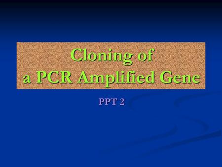 Cloning of a PCR Amplified Gene PPT 2. About Plasmids The plasmid pUC19 used for this experiment is derived from the pUC series. It has a single recognition.