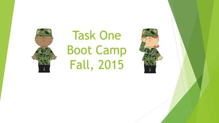 Task One Boot Camp Fall, 2015. Components of Task One Context for Learning  Choose a class and complete a Context for Learning template for Literacy.