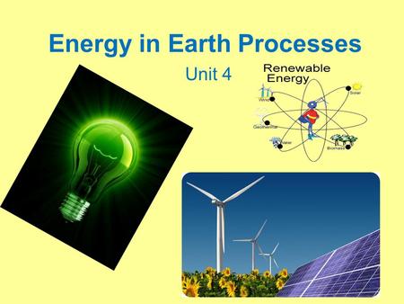 Energy in Earth Processes Unit 4. What is Energy? Energy is _____________________________ Everything that is done in the universe involves the _______________________________.