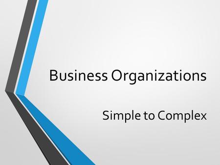 Business Organizations Simple to Complex Types of Firms Sole proprietorship – a business owned and run by one person. Ray Kroc – McDonalds started as.