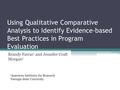 Using Qualitative Comparative Analysis to Identify Evidence-based Best Practices in Program Evaluation Brandy Farrar 1 and Jennifer Craft Morgan 2 1 American.