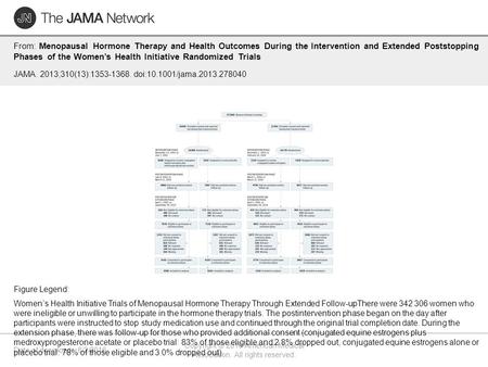 Date of download: 6/2/2016 Copyright © 2016 American Medical Association. All rights reserved. From: Menopausal Hormone Therapy and Health Outcomes During.