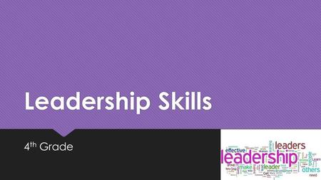 Leadership Skills 4 th Grade. Why is leadership important?  Inspiration  Motivation  Goals  Role models  Communication  Inspiration  Motivation.