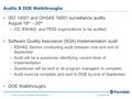 Audits & DOE Walkthroughs ISO 14001 and OHSAS 18001 surveillance audits August 18 th – 20 th –CD, ESH&Q, and FESS organizations to be audited Software.