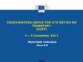 Modal Split Indicators Item 6.5 COORDINATING GROUP FOR STATISTICS ON TRANSPORT (CGST) 4 – 5 December 2013.