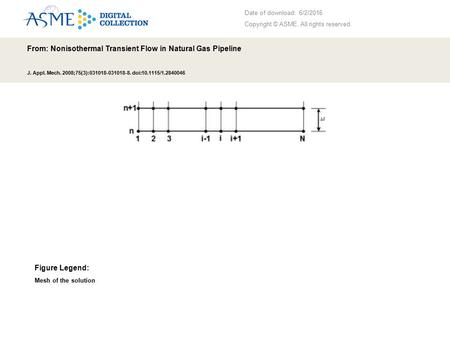 Date of download: 6/2/2016 Copyright © ASME. All rights reserved. From: Nonisothermal Transient Flow in Natural Gas Pipeline J. Appl. Mech. 2008;75(3):031018-031018-8.
