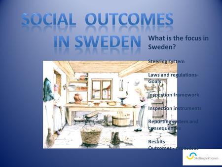 What is the focus in Sweden? Steering system Laws and regulations- Goals Inspection framework Inspection instruments Reporting system and consequences.