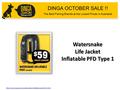 Watersnake Life Jacket Life Jacket Inflatable PFD Type 1  DINGA OCTOBER SALE !! The Best.