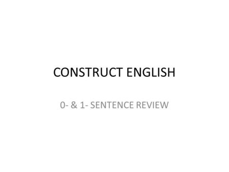 CONSTRUCT ENGLISH 0- & 1- SENTENCE REVIEW. What is a Noun?