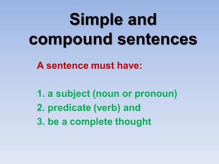 Simple and compound sentences