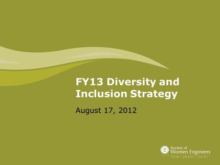 FY13 Diversity and Inclusion Strategy August 17, 2012.