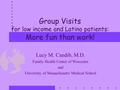 Group Visits for low income and Latino patients: More fun than work! Lucy M. Candib, M.D. Family Health Center of Worcester and University of Massachusetts.