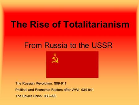 The Rise of Totalitarianism