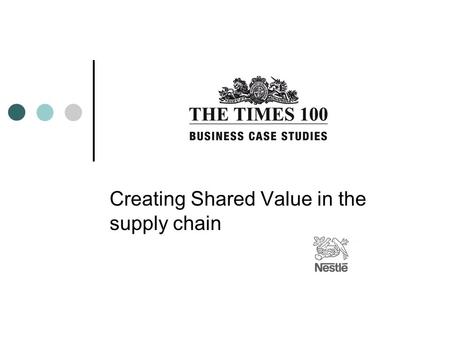 Creating Shared Value in the supply chain