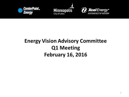 1 Energy Vision Advisory Committee Q1 Meeting February 16, 2016.