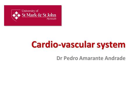 Cardio-vascular system Cardio-vascular system Dr Pedro Amarante Andrade.