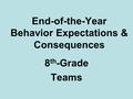 End-of-the-Year Behavior Expectations & Consequences 8 th -Grade Teams.