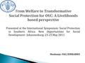 Presented at the International Symposium: Social Protection in Southern Africa: New Opportunities for Social Development : Johannesburg: 23-25 May 2011.