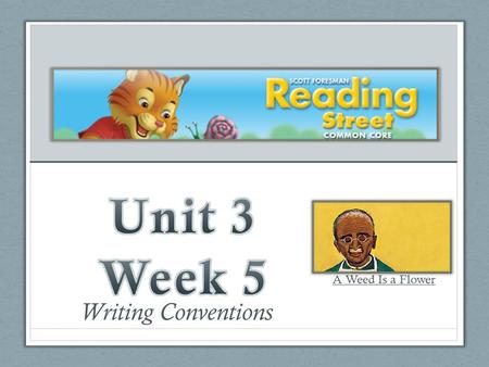 Writing Conventions A Weed Is a Flower. Writing Conventions A Weed Is a Flower.