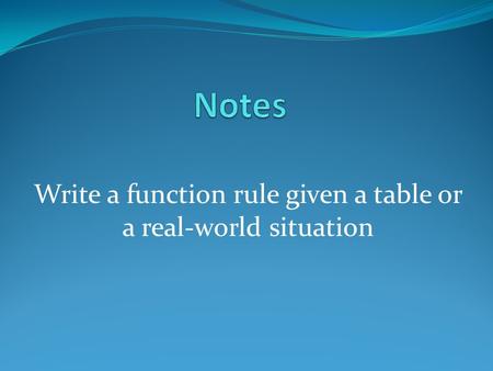 Write a function rule given a table or a real-world situation.