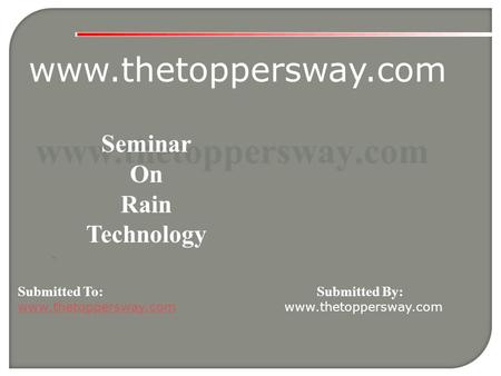 Seminar On Rain Technology