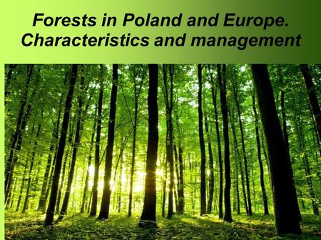 Forests in Poland and Europe. Characteristics and management.