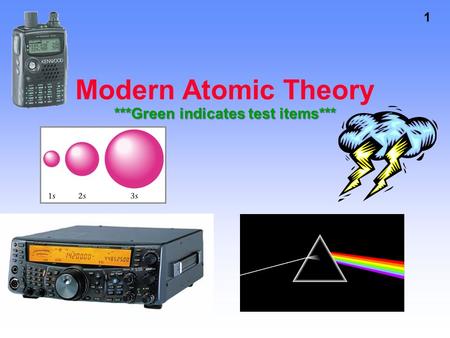 1 ***Green indicates test items*** Modern Atomic Theory ***Green indicates test items***