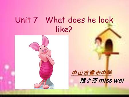 Unit 7 What does he look like? 中山市曹步中学 魏小芬 miss wei.