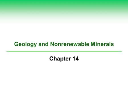 Geology and Nonrenewable Minerals