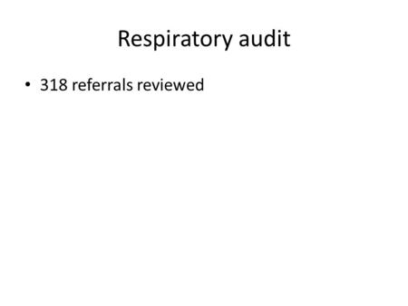 Respiratory audit 318 referrals reviewed. Categories referred.