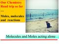 Our Chemistry Road trip so far … Moles, molecules and reactions Molecules and Moles acting alone.