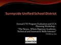 Annual CTE Program Evaluation and CCA Planning Workshop… “The Nexus…Where Rigorous Academic, Technical and Innovative Skills Intersect” October 9, 2013.