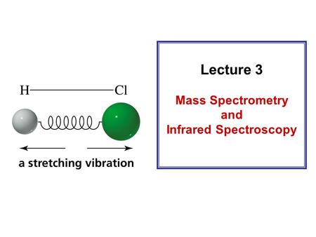 Lecture 3 Mass Spectrometry and Infrared Spectroscopy.