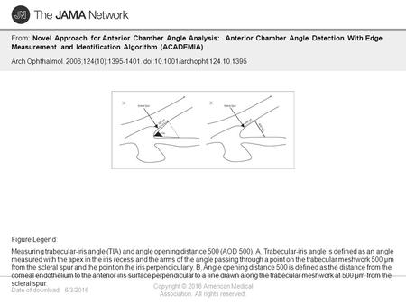 Date of download: 6/3/2016 Copyright © 2016 American Medical Association. All rights reserved. From: Novel Approach for Anterior Chamber Angle Analysis: