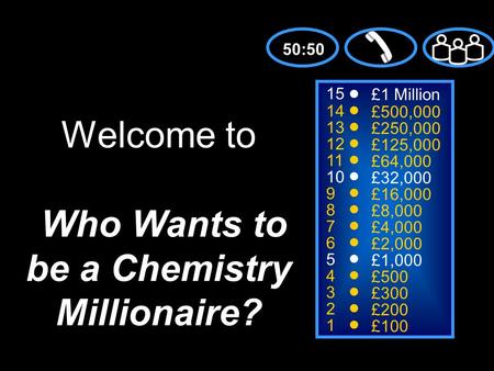 15 14 13 12 11 10 9 8 7 6 5 4 3 2 1 £1 Million £500,000 £250,000 £125,000 £64,000 £32,000 £16,000 £8,000 £4,000 £2,000 £1,000 £500 £300 £200 £100 Welcome.