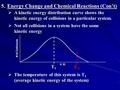 5.Energy Change and Chemical Reactions (Con’t)  A kinetic energy distribution curve shows the kinetic energy of collisions in a particular system.  Not.