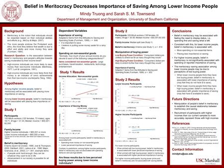 Background Meritocracy is the notion that individuals should be rewarded based on their individual abilities and efforts (e.g., McCoy & Major, 2007). The.