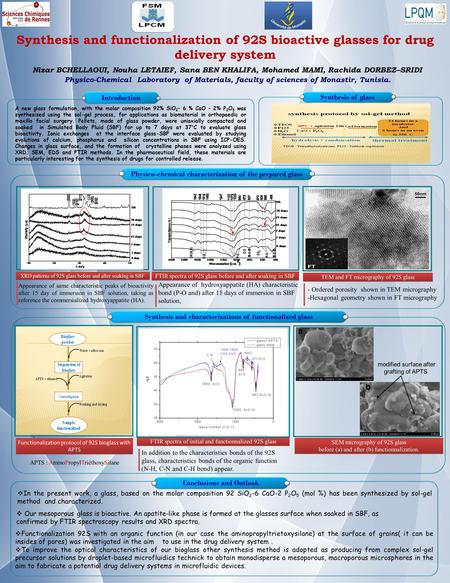 Introduction Synthesis of glass Physico-chemical characterization of the prepared glass Synthesis and characterizations of functionalized glass Conclusions.