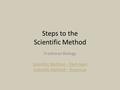 Steps to the Scientific Method Freshman Biology Scientific Method – Dark Ages Scientific Method – Bozeman.