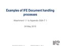 Examples of IFE Document handling processes Attachment 1.1 to Appendix SSA-T 1 04 May 2015 Project: Docus A00072 SSA-T Docus 1.9.1 - v1.0RFQ: EDMS ”Docus”