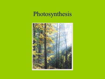 Photosynthesis. Overall equation Structure of a Chloroplast.